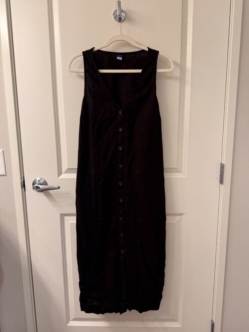Old Navy Black Sleeveless Button-Down Midi Dress With Lace-Up Back Size L